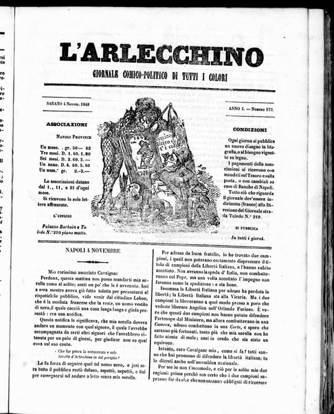 L'Arlecchino : giornale comico politico di tutti i colori