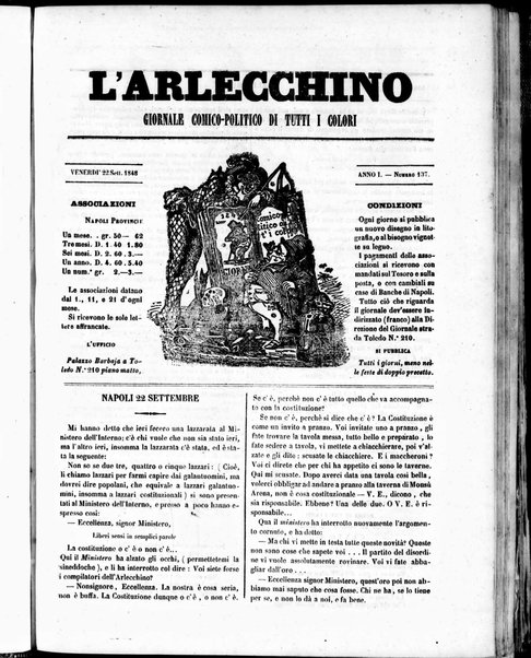 L'Arlecchino : giornale comico politico di tutti i colori