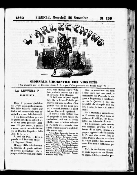 L'Arlecchino : giornale umoristico quotidiano