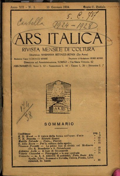 Ars italica rivista mensile di letteratura e d'arte