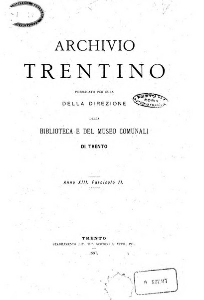 Archivio trentino rivista trimestrale