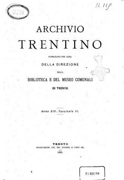 Archivio trentino rivista trimestrale