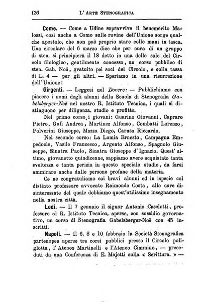 L'arte stenografica organo delle Societa stenografiche di Como, Feltre, Milano ...