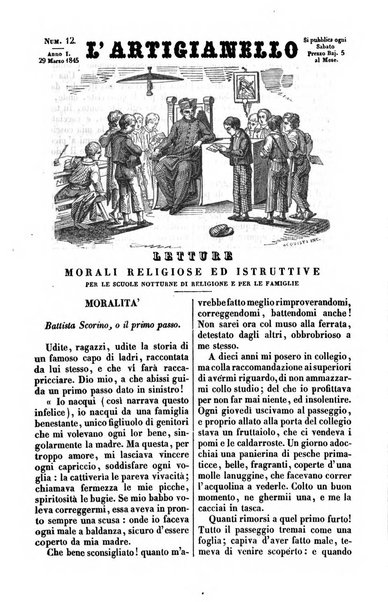 L'artigianello letture morali, religiose ed istruttive per servire alle scuole notturne di religione e alle famiglie