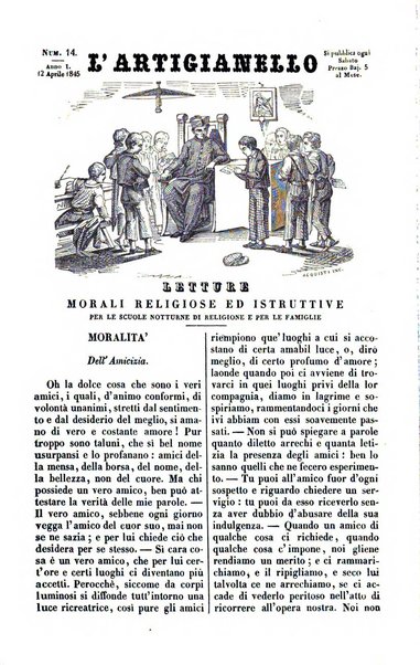 L'artigianello letture morali, religiose ed istruttive per servire alle scuole notturne di religione e alle famiglie