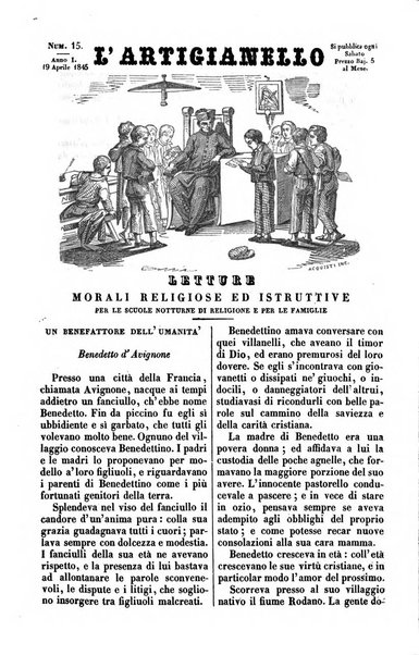 L'artigianello letture morali, religiose ed istruttive per servire alle scuole notturne di religione e alle famiglie