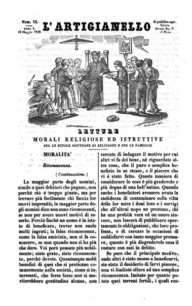 L'artigianello letture morali, religiose ed istruttive per servire alle scuole notturne di religione e alle famiglie