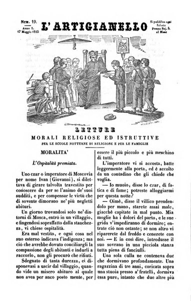 L'artigianello letture morali, religiose ed istruttive per servire alle scuole notturne di religione e alle famiglie