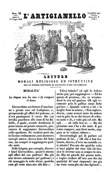 L'artigianello letture morali, religiose ed istruttive per servire alle scuole notturne di religione e alle famiglie