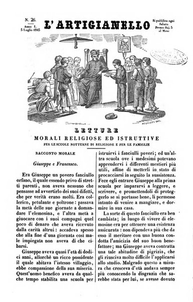 L'artigianello letture morali, religiose ed istruttive per servire alle scuole notturne di religione e alle famiglie