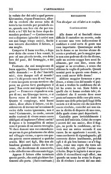 L'artigianello letture morali, religiose ed istruttive per servire alle scuole notturne di religione e alle famiglie