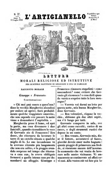 L'artigianello letture morali, religiose ed istruttive per servire alle scuole notturne di religione e alle famiglie