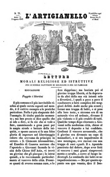 L'artigianello letture morali, religiose ed istruttive per servire alle scuole notturne di religione e alle famiglie