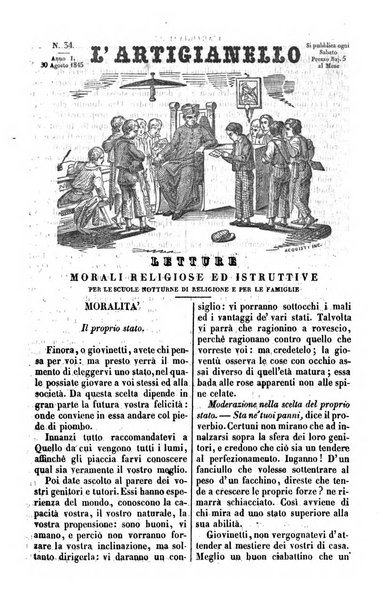 L'artigianello letture morali, religiose ed istruttive per servire alle scuole notturne di religione e alle famiglie