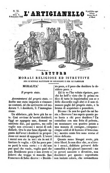 L'artigianello letture morali, religiose ed istruttive per servire alle scuole notturne di religione e alle famiglie