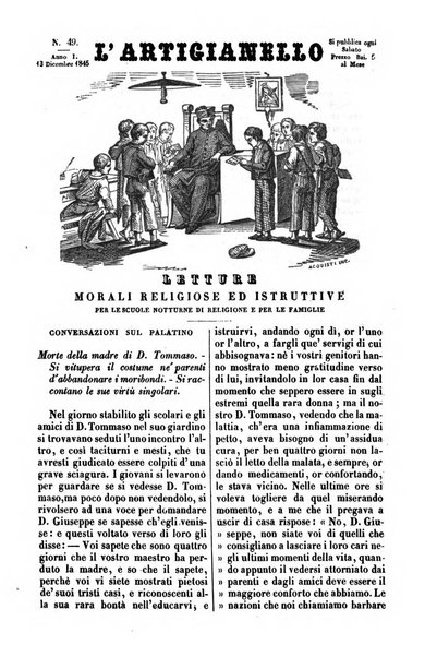 L'artigianello letture morali, religiose ed istruttive per servire alle scuole notturne di religione e alle famiglie