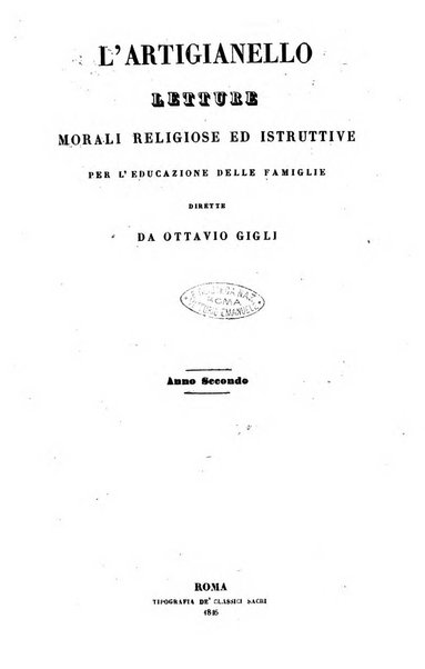 L'artigianello letture morali, religiose ed istruttive per servire alle scuole notturne di religione e alle famiglie