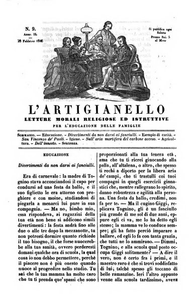 L'artigianello letture morali, religiose ed istruttive per servire alle scuole notturne di religione e alle famiglie