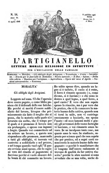 L'artigianello letture morali, religiose ed istruttive per servire alle scuole notturne di religione e alle famiglie