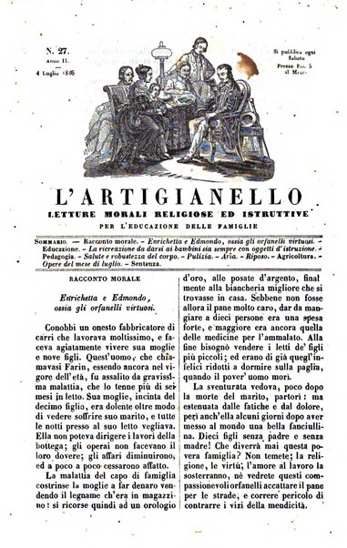 L'artigianello letture morali, religiose ed istruttive per servire alle scuole notturne di religione e alle famiglie