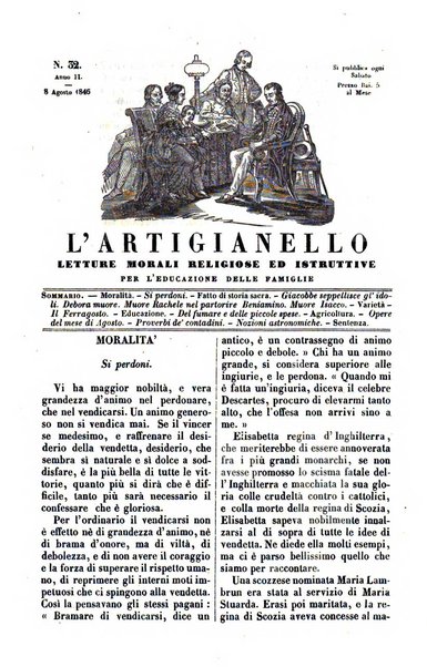 L'artigianello letture morali, religiose ed istruttive per servire alle scuole notturne di religione e alle famiglie