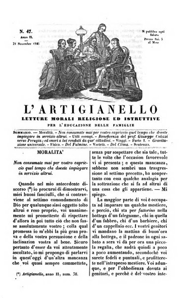 L'artigianello letture morali, religiose ed istruttive per servire alle scuole notturne di religione e alle famiglie