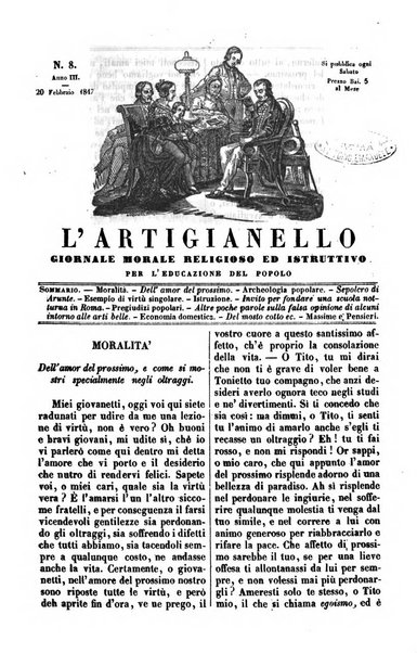 L'artigianello letture morali, religiose ed istruttive per servire alle scuole notturne di religione e alle famiglie