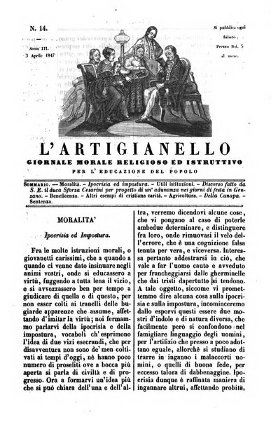 L'artigianello letture morali, religiose ed istruttive per servire alle scuole notturne di religione e alle famiglie