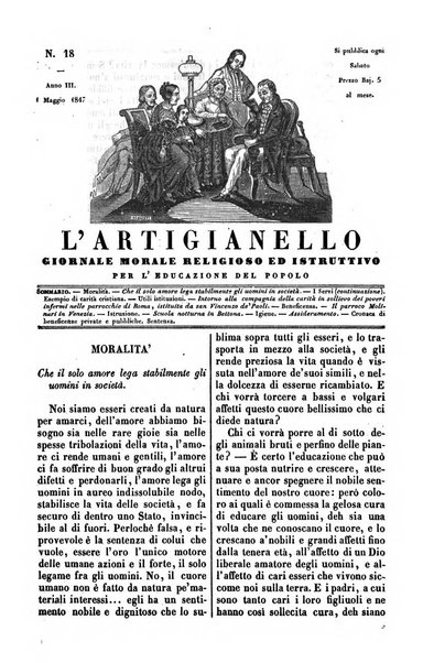 L'artigianello letture morali, religiose ed istruttive per servire alle scuole notturne di religione e alle famiglie