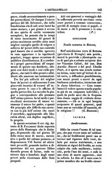 L'artigianello letture morali, religiose ed istruttive per servire alle scuole notturne di religione e alle famiglie