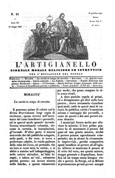 L'artigianello letture morali, religiose ed istruttive per servire alle scuole notturne di religione e alle famiglie