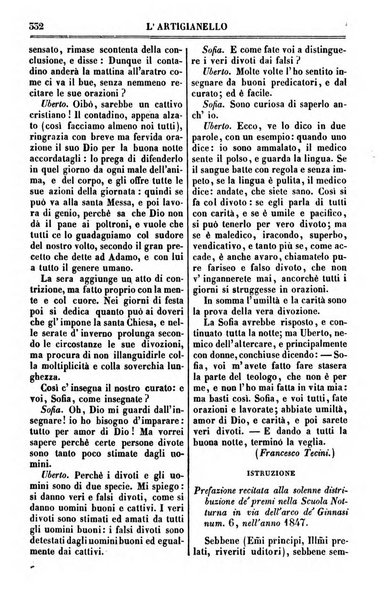 L'artigianello letture morali, religiose ed istruttive per servire alle scuole notturne di religione e alle famiglie