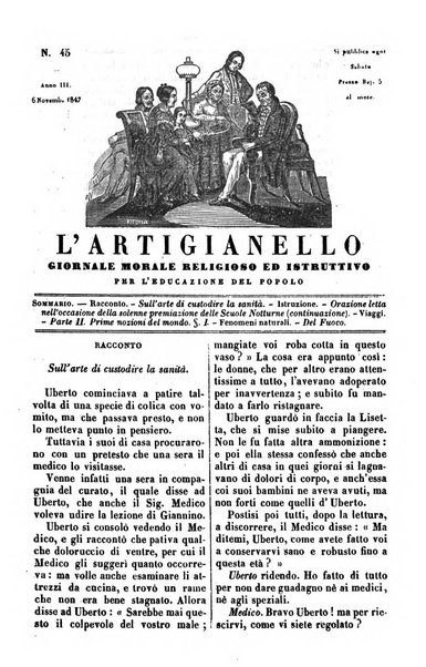 L'artigianello letture morali, religiose ed istruttive per servire alle scuole notturne di religione e alle famiglie