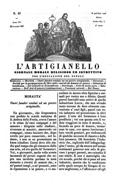 L'artigianello letture morali, religiose ed istruttive per servire alle scuole notturne di religione e alle famiglie