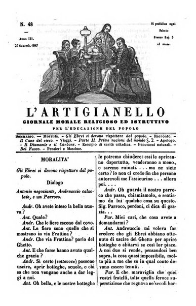 L'artigianello letture morali, religiose ed istruttive per servire alle scuole notturne di religione e alle famiglie