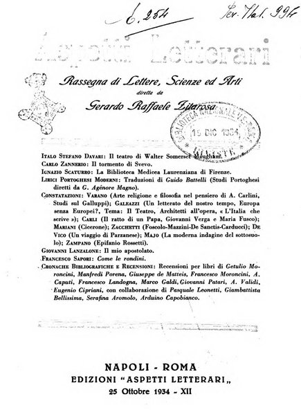 Aspetti letterari bimestrale di lettere, scienze ed arti