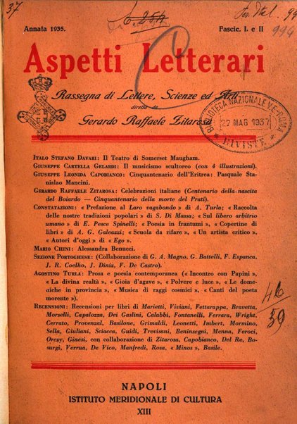 Aspetti letterari bimestrale di lettere, scienze ed arti