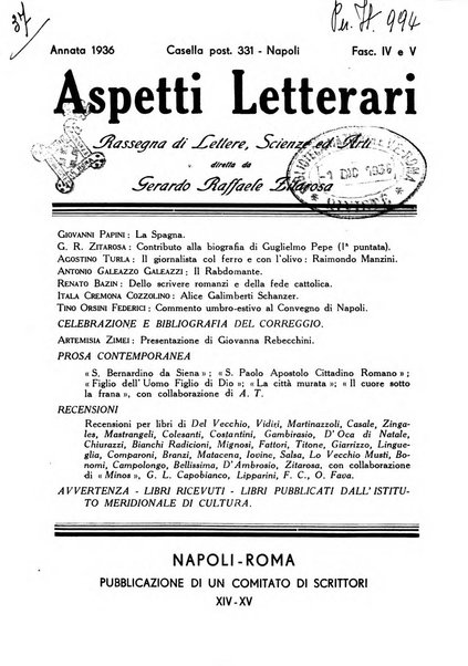 Aspetti letterari bimestrale di lettere, scienze ed arti