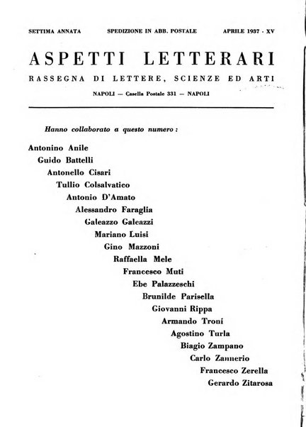 Aspetti letterari bimestrale di lettere, scienze ed arti