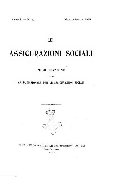 Le assicurazioni sociali pubblicazione della Cassa nazionale per le assicurazioni sociali