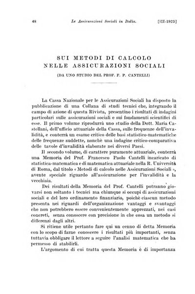 Le assicurazioni sociali pubblicazione della Cassa nazionale per le assicurazioni sociali