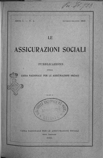 Le assicurazioni sociali pubblicazione della Cassa nazionale per le assicurazioni sociali