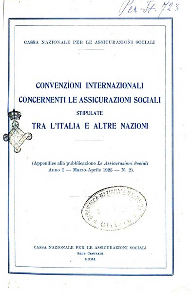 Le assicurazioni sociali pubblicazione della Cassa nazionale per le assicurazioni sociali