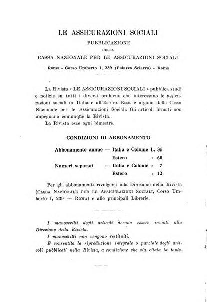 Le assicurazioni sociali pubblicazione della Cassa nazionale per le assicurazioni sociali