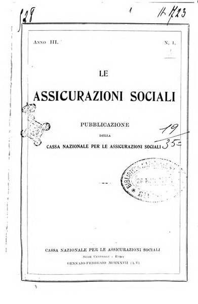 Le assicurazioni sociali pubblicazione della Cassa nazionale per le assicurazioni sociali