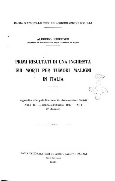 Le assicurazioni sociali pubblicazione della Cassa nazionale per le assicurazioni sociali