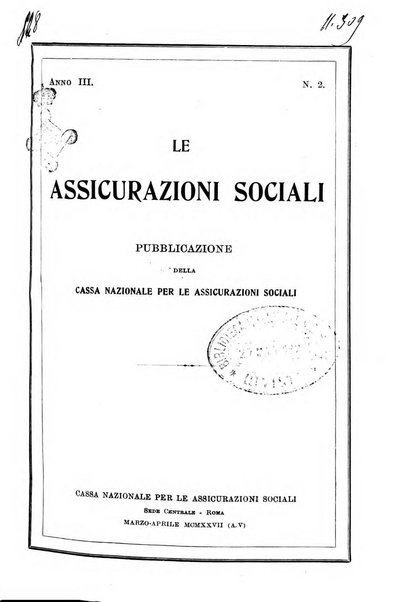 Le assicurazioni sociali pubblicazione della Cassa nazionale per le assicurazioni sociali