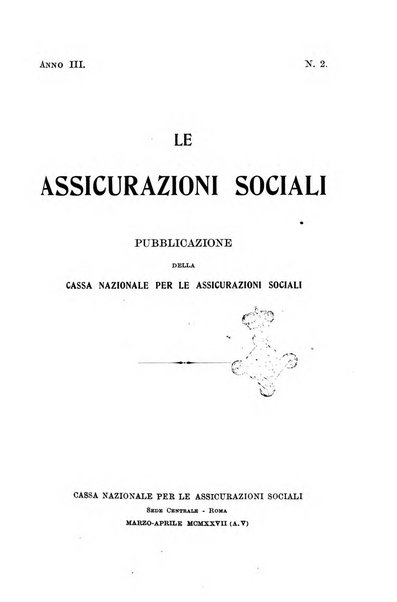 Le assicurazioni sociali pubblicazione della Cassa nazionale per le assicurazioni sociali