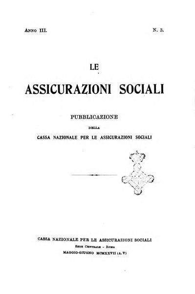 Le assicurazioni sociali pubblicazione della Cassa nazionale per le assicurazioni sociali