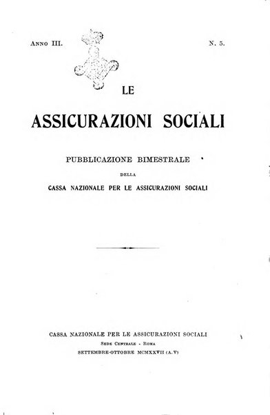 Le assicurazioni sociali pubblicazione della Cassa nazionale per le assicurazioni sociali